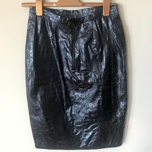 Cynthia Rowley navy leather pencil skirt